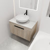 30" Modern White Oak Wall Mounted Bathroom Vanity with Round Ceramic Basin & Soft Close Door (Model A)
