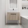 30" Modern White Oak Wall Mounted Bathroom Vanity with Round Ceramic Basin & Soft Close Door