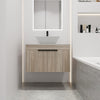 30" Modern White Oak Wall Mounted Bathroom Vanity with Square Ceramic Basin & Soft Close Door