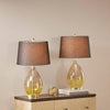 15" Gold Cortina Ombre Glass Fabric Shade Iron Table Lamp - Set of 2