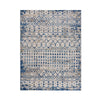 108" Moroccan Blue & Cream Polyester Woven Area Rug - Global Cut & Loop Rug