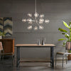 39.5" Modern 12-Light Silver Glass Chandelier with Oversized Globe Bulbs - Silver Finish