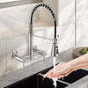 13.8" Brushed Nickel 3-Functions Wall Mounted Pull Down Kitchen Faucet - Stainless Steel