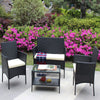 Black Outdoor 4-Pieces Rattan Patio Cushioned Seat Furniture Set with Beige Cushion