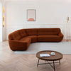 113" Dark Orange Lamb Fabric Corner Sectional Sofa with Tufted Upholstered Seat