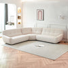 113" Modern Beige Large Lamb Fabric Corner Sectional Sofa with Tufted Upholstered Seat