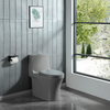 28.5" Light Grey Dual Flush Elongated Ceramic Soft-Close Toilet Seat Bowl