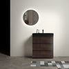 30" Modern Walnut Freestanding Bathroom Vanity with Black Sink & 3 Drawers
