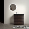 36" Modern Walnut Freestanding Bathroom Vanity with Black Sink & 3 Drawers