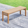 Acacia Wood Outdoor Dining Bench - 2-Seater Rattan Garden Bench in Light Brown Finish
