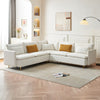92" Modern Beige Corner Sectional Sofa with Teddy Fabric & Support Pillow