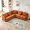 92" Modern Orange Eucalyptus Wood Sectional Sofa with Support Pillow & Teddy Fabric