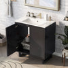 18.1" Black Transitional Style Bathroom Vanity Set with Resin Sink, Solid Wood Frame