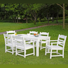 White Outdoor 7-Pieces Patio Dining Conversation Set with 6 Dining Chairs + 1 Dining Table