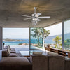 52" Modern Silver Chandelier Ceiling Fan with 4-Light - 5 Wood Blades, Reversible Airflow, Remote Control