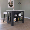 40 Inch Black Wood Kitchen Island with Three Shelves & Ibiza Marble Tabletop Finish