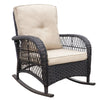 35" Outdoor Brown Rattan Lounge Rocking Chair with Powder-Coated Metal Frame