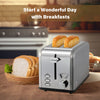 Silver 2 Slice Toaster with 5 Browning Setting, Removable Crumb Tray, 1.5 Inch Wide Slot