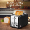 Stainless Steel 2 Slice Toaster with 5 Browning Setting, Removable Crumb Tray in Black
