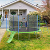 14 ft Trampoline with Basketball Hoop, Slide, Swings - Outdoor Trampoline with Enclosure Net in Green Finish
