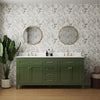 72" Green Bathroom Sink Vanity Cabinet with Marble Countertop