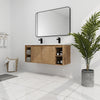 48" Imitative Oak Wall Mounted Bathroom Vanity with Double Sink & Double Sided Storage