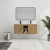 48" Imitative Oak Wall Mounted Bathroom Vanity with Double Sink & Middle Open Storage