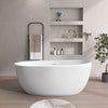 59" Modern Acrylic Freestanding Soaking Bathtub with Integrated Slotted Overflow & Chrome Pop-up Drain - Gloss White