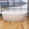 67" Gloss White Acrylic Freestanding Bathtub with Integrated Slotted Overflow & Chrome Pop-up Drain
