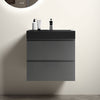 24" Modern Grey Alice Wall-Mounted Bathroom Vanity with Black Sink and 2 Drawers