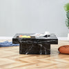 31.4" Black Patterned Geometric Faux Marble Coffee Table - MDF Table