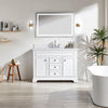 48'' White Wood Freestanding Single Sink Bathroom Vanity with Marble Top & Soft Close Doors