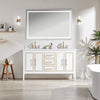 60'' White Freestanding Double Sink Bathroom Vanity with Engineered Marble Top - Solid Wood