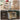 Rubberwood Fluted Glass Doors Kitchen Island