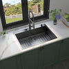 30" Gunmetal Black Top Mount Single Bowl Kitchen Sink with Faucet - 18 Gauge Stainless Steel