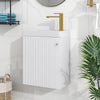 16" Modern White Wall-Mounted Bathroom Vanity Combo Cabinet with Ceramic Basin