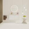 35.8" Modern White Diamond Patterned Bathroom Vanity with Resin Sink & Soft Close Doors