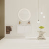 29.9" Modern White Diamond Patterned Bathroom Vanity with Resin Sink & Soft Close Doors