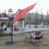 129.9" Orange Solar LED Market Patio Umbrella - Powder Coated Steel Pole