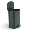 Curved Surface 13 Gallon Trash Can with Foot Operated Pedal & Soft Close Lid in Green Finish