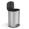 Silver 13 Gallon Trash Can with Foot Operated Pedal & Soft Close Lid - Stainless Steel Trash Can
