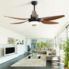 54" Black Modern Ceiling Fan with Light, Remote Control, 6 Brown ABS Blades & 6-Wind Speeds