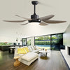 54" Modern Ceiling Fan with Light, Remote Control, 6 Gray ABS Blades & 6-Wind Speeds in Black