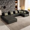 112.7" Black Modular Corner Chaise Lounge Sectional Sofa with Movable Ottoman