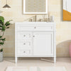 36'' White Freestanding Bathroom Vanity Cabinet with Top Sink & 2 Drawers