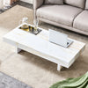 47" White & Beige Patterned Marble Coffee Table - Rectangle Geometric MDF Table