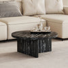 31.40" Retro Black Round Coffee Table with Faux Marble Texture