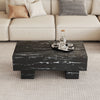 43.3" Modern Black Rectangular Faux Marble Coffee Table with White Pattern