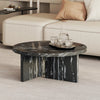 31.40" Retro Black Round Coffee Table with Faux Marble Texture