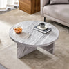 31.40" Retro Grey Round Coffee Table with Faux Marble Texture